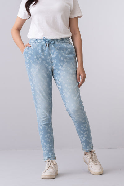 City Fashion Regular Fit Flower-Printed Jeans